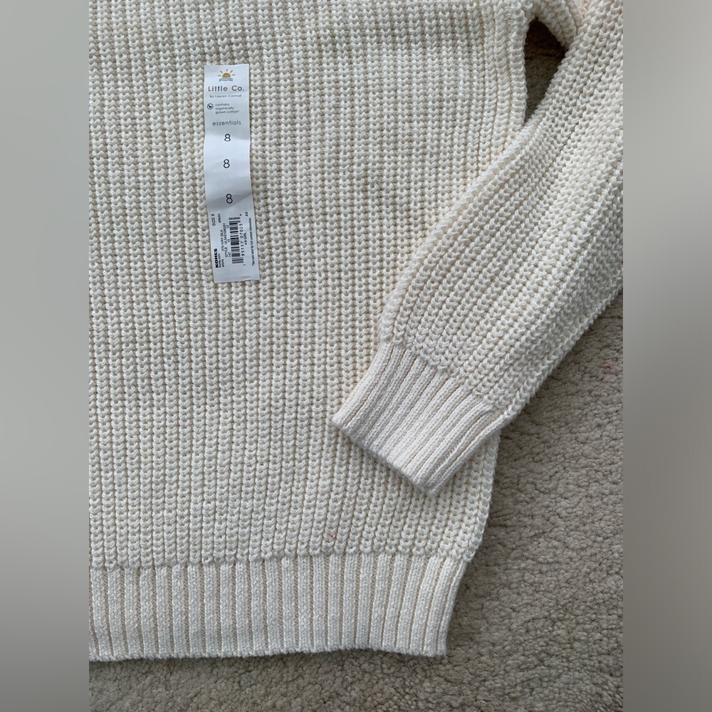 Little Co. NWT Size 8 Ivory Cable Knit Sweater - Picture 6 of 6
